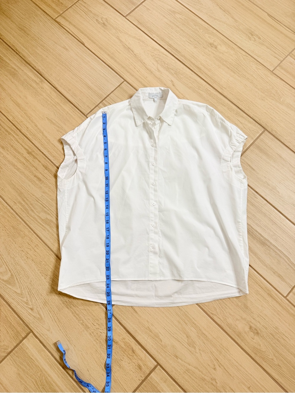 Pearl by Lela Rose White Button Down Shirt Blouse Poplin Short Sleeve Size XS - Picture 7 of 8